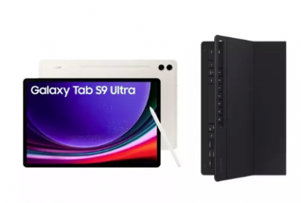 SAMSUNG Galaxy Tab S9 Ultra 14.6" Tablet (512 GB, Beige) & Galaxy Tab S9 Ultra Slim Book Cover Keyboard Case Bundle